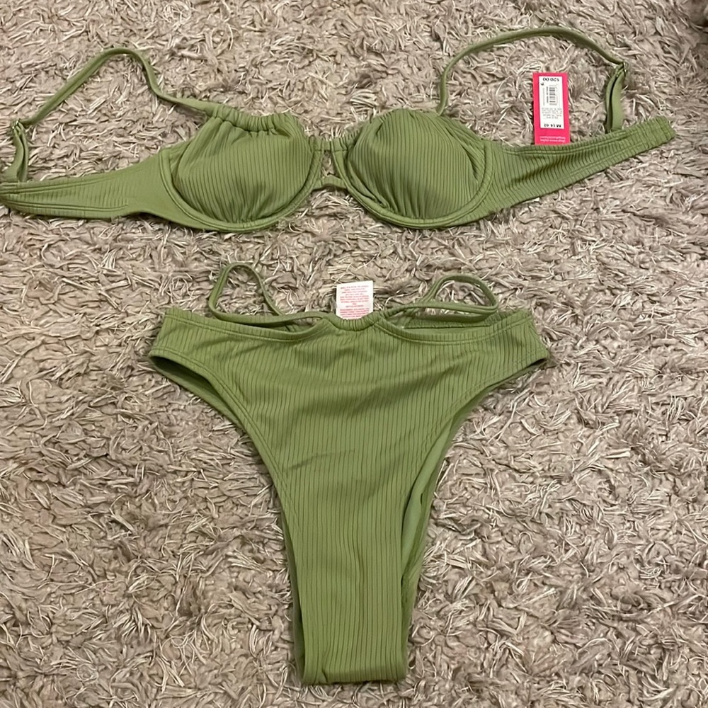 Green bikini. TOP IS MEDIUM BOTTOMS ARE SMALL